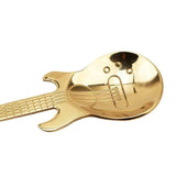 1x Guitar Shaped Teaspoon Stainless Steel Coffee - Gold