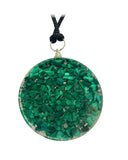 Malachite Heart Copper Coil Orgonite Pendant Gemstone Disc Reiki Energy Necklace