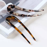 2Pcs U-Shape Hair Clips Stick Tortoise Shell Hairstyle Hair Pin Hair Accessories