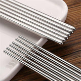 10 Pairs 23Cm Reusable Chopsticks, Stainless Steel Metal Chopsticks, Dishwasher Safe Korean Japanese Chinese Chopsticks