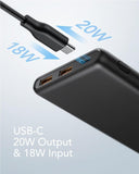 20W Mini Power Bank 10000Mah USB C Ultra-Slim Portable Charger PD QC3.0 Fast