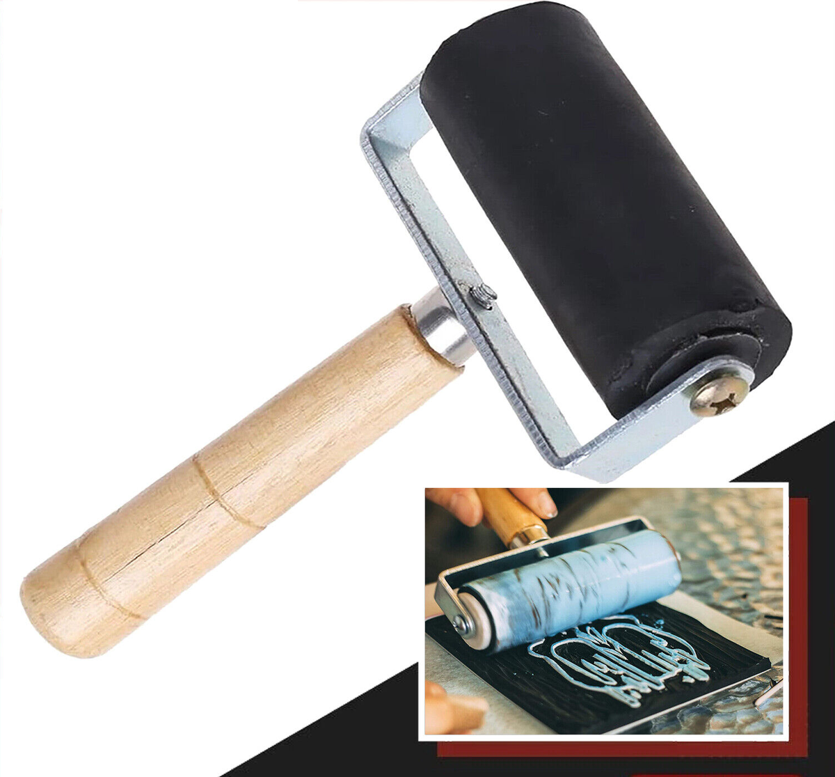 Hard Rubber Roller Printing Inks Lino Brayer Art Craft Roller Heavy Du ...