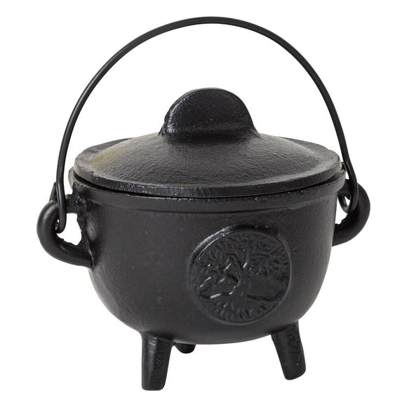 Cast Iron Cauldron Tree of Life Black Incense Burner 14cm x 11cm x 13.5cm