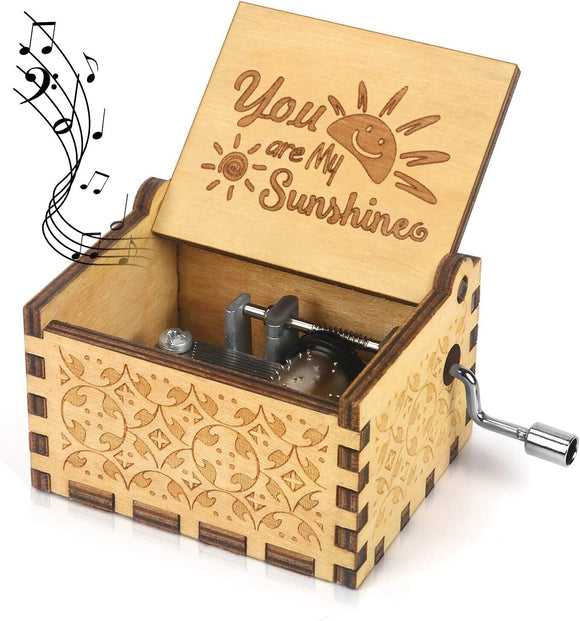 Wooden Music Box Vintage Anniversary Wedding You are My Sunshine Valentine'sGift