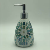 Green Aztec Glass Mosaic Soap Dispenser Pump Bottle Holder Crystal Colourful