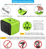 Universal International Travel Power Adapter W/High Speed 2.4A USB-A 3.0A Type-C
