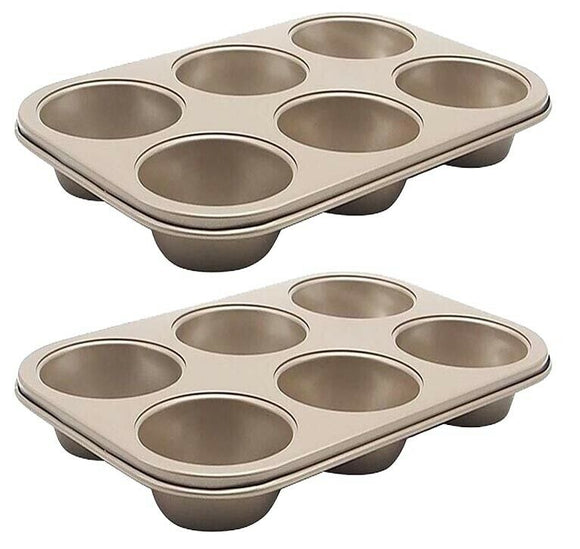 Cupcake Tray 6 Cup Non-Stick - 2 Trays