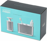 Joseph Joseph Stainless Steel Toothbrush Holder Soap Pump Bathroom Caddy Set