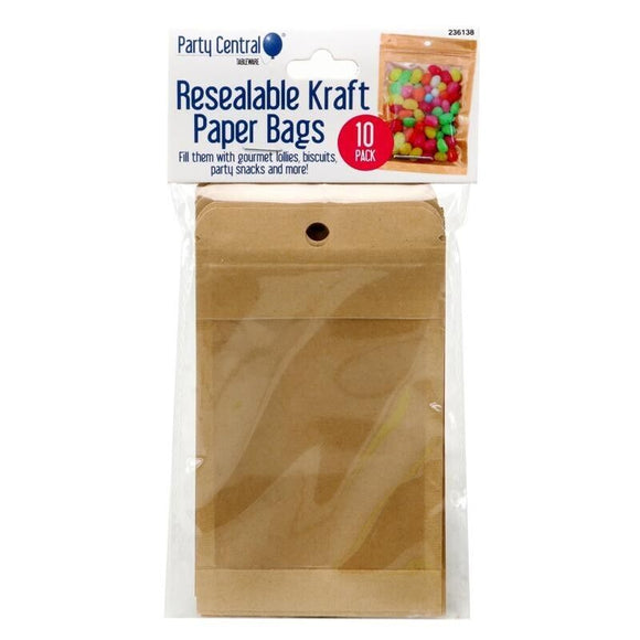20pcs Resealable Kraft Paper Bags Resealable Bag Heat Pouches - 8x13cm