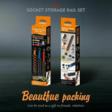 3Pc Double-Side Sockets Holder Tool Organizer Rails WorkShop Rack 1/4" 3/8" 1/2”