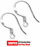 100Pcs Iron Earrings Hooks Ear Wire DIY Jewelry Findings Making Accessories Silver