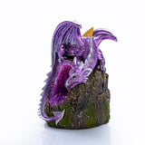 Magical Metallic Purple Dragon Crystal Tree LED Backflow Incense Burner Decor