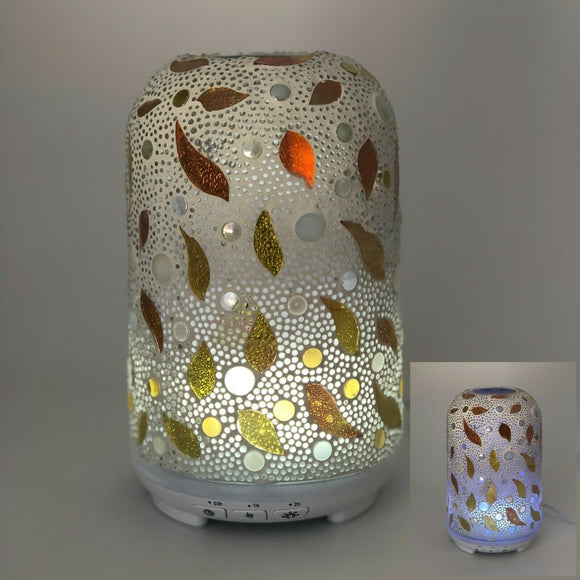 Gold Leaf  Glass Mosaic Electric Essential Oil Diffuser Small