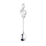 1x Musical Note Shaped Teaspoon Coffee Milk Teaspoon - Silver