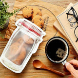 10 Pcs Mason Jar Bag Zipper Pouch PE Plastic Reusable Zipper Food Storage