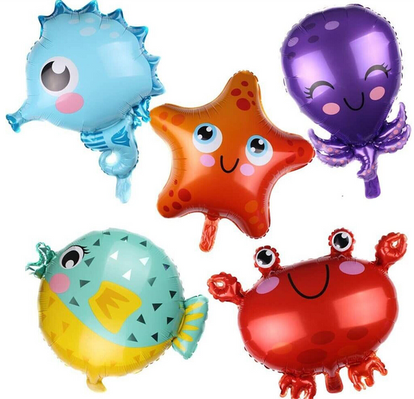 5pcs Ocean Animal Foil Balloon Set Party Supplies Kids Birthday Decoration Show