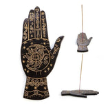 Incense Stick Burner Gold Palmistry Holder Black Hand Shape Yoga Meditation