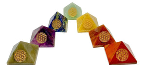 7 Chakras Flower of Life Orgonite Pyramid Set Energy Crystal EMF Protection