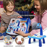 1x Kids Drawing Projector Table Projection Drawing Board Educational Toy - Blue