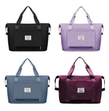 Women Large Capacity Collapsible Travel Bag Expandable Waterproof Duffel -Black