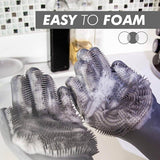 Magic Silicone Rubber Dish Washing Gloves Kitchen Scrubber Cleaning Sponge Grey