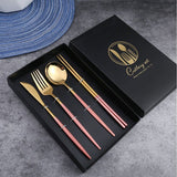Travel Cutlery Set Stainless Steel Portable Fork Spoon Chopstick Tableware Pink