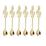 1Pc Musical Note Shaped Teaspoon Coffee Milk Teaspoon Ice Cream Spoon - Gold