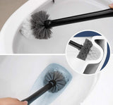 Premium Toilet Bowl Brush and Holder with Solid Handle and Durable Bristle Black