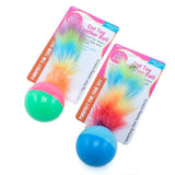 2X Pet Playing Ball with Feather Tail Cat Training Interactive Toy Multicoloured