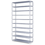 Shoe Rack 10 Tier Shelves Shoes Cabinet Storage Organiser DIY - Silver