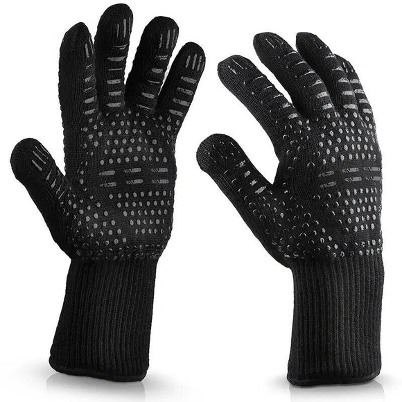 1 pair Fireproof Oven Gloves Heat Resistant Cut-Resistant Non-Slip Silicone BBQ
