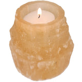 Peach Selenite Mountain Tower Tealight Candle Holder Home Decor Table Light