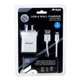 Wall Charger with 8 Pin to USB-A Cable Charge and Data Sync iPhones 1m Length