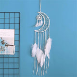 Moon Crescent Feather Dream Catcher Wall Hanging Tapestry Woven Nursery Craft