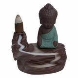 Buddha Meditating Ceramic Backflow Cone Incense Burner Holder Yoga