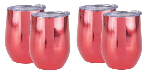 4pcs Oasis Wine Traveler Set Tumbler Double Wall Insulated 330ml Mirror Ruby