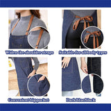 Denim Apron Adjustable Pocket Baking Cooking Oil Resistant Kitchen Bar Chefs Bib