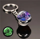 1x Keychain Constellation Keyring Luminous Glass Ball Pendant - Gemini