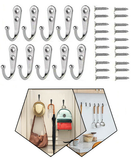 10X Hooks Wall Hanger Mounted Coat Hat Clothes Robe Holder Rack Closet Hook Silv
