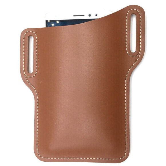 Men's Belt Clip Loop Holster Waist Bag Leather Pouch Cover Case For Mobile Brown