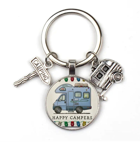 1 pc Camping Keychain Happy Campers RV Travel Trailer Camping Gift Style 4