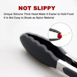Set of 2 Cooking Tongs 9-Inch & 12-Inch Premium Silicone BPA Free NonStick Black