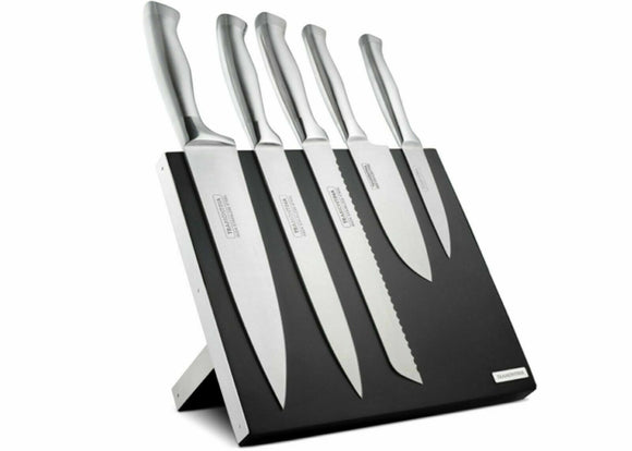 Tramontina Polaris 6pc Magnetic Knife Set Chefs Tools Cutlery Knives Block