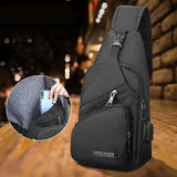 Shoulder Backpack Chest Bag Man Sling Cross Body Satchel Mens Purse Travel Black