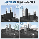 International Travel Adapter Universal Travel Plug 3-Port USB & Type-C Black