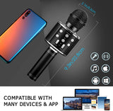 4 in 1 Bluetooth Handheld Wireless Karaoke Microphone Portable Speaker Black