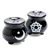 Salt & Pepper Witches Cauldron Collectible Shaker Spice Holder Kitchen Tool Set