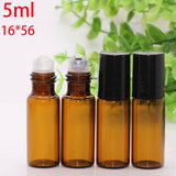 10pcs Roller Rollerball Perfume Essential Oil Roll On Ball Amber Glass Bottle