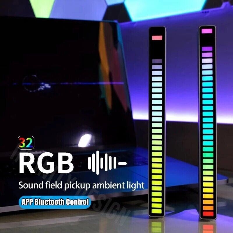 RGB Activated Music Rhythm LED Light Strip Lamp Sound Control Recharge ...