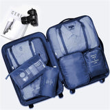 8x Storage Bag Travel Packing Pouches Luggage Organiser Clothes Suitcase - Navy